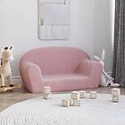 vidaXL Barnsoffa 2-sits rosa mjuk plysch 341772