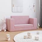 vidaXL Bäddsoffa för barn 2-sits rosa mjuk plysch 341856