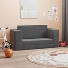 vidaXL Bäddsoffa för barn 2-sits antracit mjuk plysch 341853