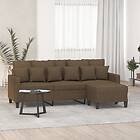 vidaXL 3-sitssoffa med fotpall Brun 180 cm tyg 3153448