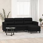vidaXL 3-sitssoffa med fotpall svart 180 cm mikrofibertyg 3153668