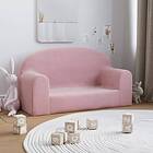 vidaXL Barnsoffa 2-sits rosa mjuk plysch 341796