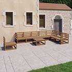 vidaXL Loungegrupp 9 delar honungbrun massiv furu 3075782