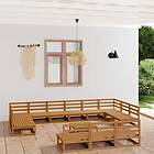 vidaXL Loungegrupp för trädgården 14 delar massiv furu 3076197