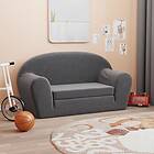 vidaXL Bäddsoffa för barn 2-sits antracit mjuk plysch 341781