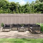 vidaXL Loungegrupp 9 delar med dynor antracit konstrotting 3186811