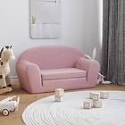 vidaXL Bäddsoffa för barn 2-sits rosa mjuk plysch 341784