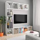 vidaXL Bokhylla/TV-bänk 3 delar set vit högglans 180x30x180 cm 278794