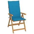 vidaXL Trädgårdsstol med blå dynor massivt teakträ 3062350