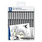 Staedtler Pigment Liner, 12 olika linjebredd Svart