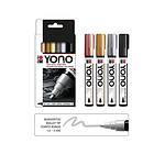 Set Markerpenna YONO, Metallic med 4 markers 1,5-3 mm.