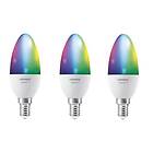 Ledvance smart+ ljuskälla, kronljus, 5W, RGB & tunable white, E14, wifi, matt, 3-pack