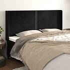vidaXL Sengegavl med kanter svart 183x16x118/128 cm sammet 3119502