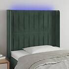 vidaXL Sänggavel LED mörkgrön 83x16x118/128 cm sammet 3124319