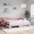 vidaXL Dagbädd utdragbar med madrasser rosa 90x200 cm sammet 3197090