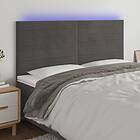 vidaXL Sengegavl LED mörkgrå 160x5x118/128 cm sammet 3122619