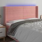 vidaXL Sänggavel LED rosa 163x16x118/128 cm sammet 3124247
