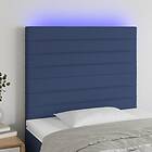 vidaXL Sänggavel LED blå 90x5x118/128 cm tyg 3122552