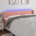 vidaXL Sänggavel LED rosa 183x16x78/88 cm sammet 3123441