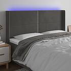 vidaXL Sänggavel LED mörkgrå 183x16x118/128 cm sammet 3123969