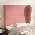 vidaXL Sengegavl med kanter rosa 93x23x118/128 cm sammet 3117857