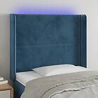 vidaXL Sengegavl LED mörkblå 83x16x118/128 cm sammet 3123942