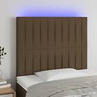 vidaXL Sänggavel LED mörkbrun 90x5x118/128 cm tyg 3122647