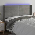 vidaXL Sänggavel LED ljusgrå 183x16x118/128 cm sammet 3124248