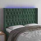 vidaXL Sänggavel LED grön 147x16x118/128 cm sammet 3124435