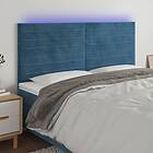 vidaXL Sänggavel LED mörkblå 180x5x118/128 cm sammet 3122628