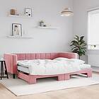 vidaXL Dagbädd utdragbar och madrasser rosa 90x200 cm sammet 3196718
