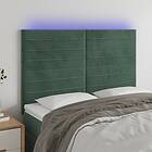 vidaXL Sänggavel LED mörkgrön 144x5x118/128 cm sammet 3122615