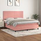 vidaXL Mattress base med madrass rosa 160x200 cm sammet 3142916