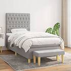 vidaXL Ramsäng med madrass ljusgrå 90x190 cm tyg 3137357