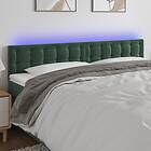 vidaXL Sänggavel LED mörkgrön 180x5x78/88 cm sammet 3122109