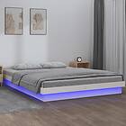 vidaXL Bed Frame LED vit 135x190 cm massivt trä 820013