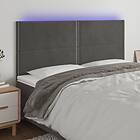 vidaXL Sängynpääty LED mörkgrå 180x5x118/128 cm sammet 3122345