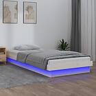 vidaXL Bed Frame LED vit 90x190 cm massivt trä 820003