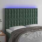 vidaXL Sengegavl LED mörkgrön 144x5x118/128 cm sammet 3122909
