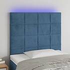 vidaXL Sänggavel LED mörkblå 80x5x118/128 cm sammet 3122458