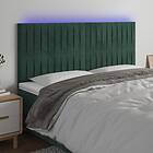 vidaXL Sengegavl LED mörkgrön 180x5x118/128 cm sammet 3122725