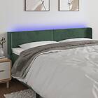 vidaXL Sengegavl LED mörkgrön 163x16x78/88 cm sammet 3123013