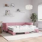 vidaXL Dagbädd utdragbar rosa 90x200 cm sammet 3197774