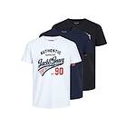 Jack & Jones Sleeve Designer Crew Neck Regular Fit Tee Top (Herr) 3-pack