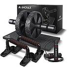 Amonax Gym Equipment for Home Workout (Ab Roller Wheel Set, Skipping Rope, Push-up Handles