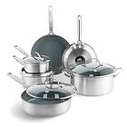 GreenPan Treviso Healthy Ceramic Non-Stick Stainless Steel Cookware, 10 pièces