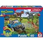 Schmidt Pussel Dinosaurier 60 bitar en Schleich baby Stegosaurus,