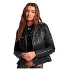 Superdry Fitted Racer Leather Jacket (Dame)