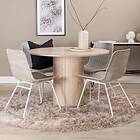 Venture Home Matgrupp Bianca Rund med 4 Cornelia Stolar Rotting Round Dining Table White Wash Black Veneer+Cirebo GR22212