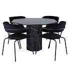 Venture Home Matgrupp Monte Carlo med 4 Aris Stolar Marbs Round Dining Table Black Glass Marble+Arrow GR22118